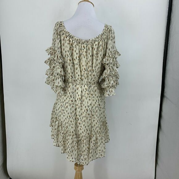 Fate Dress Womens S Small Off Shoulder Ruffle Tiered Mid Sleeves Waist Tie Boho - Picture 4 of 11